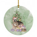 German Shepherd Christmas Presents and Tree Ceramic Ornament Christmas Tree Hanging Decorations for Home Christmas Holiday, Party, Gift, 3 in, Multicolor