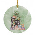 Rottweiler Christmas Presents and Tree Ceramic Ornament Christmas Tree Hanging Decorations for Home Christmas Holiday, Party, Gift, 3 in, Multicolor