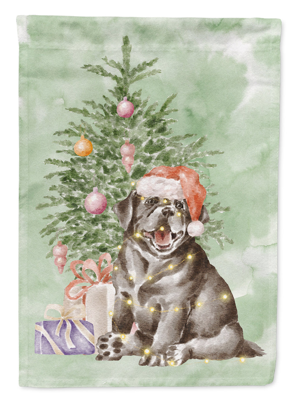 Labrador Retriever Black Puppy Christmas Presents and Tree Garden Flag Mailbox Decorative Yard Banner Outside Patio Artwork for Flower Beds, Garden Size, Multicolor