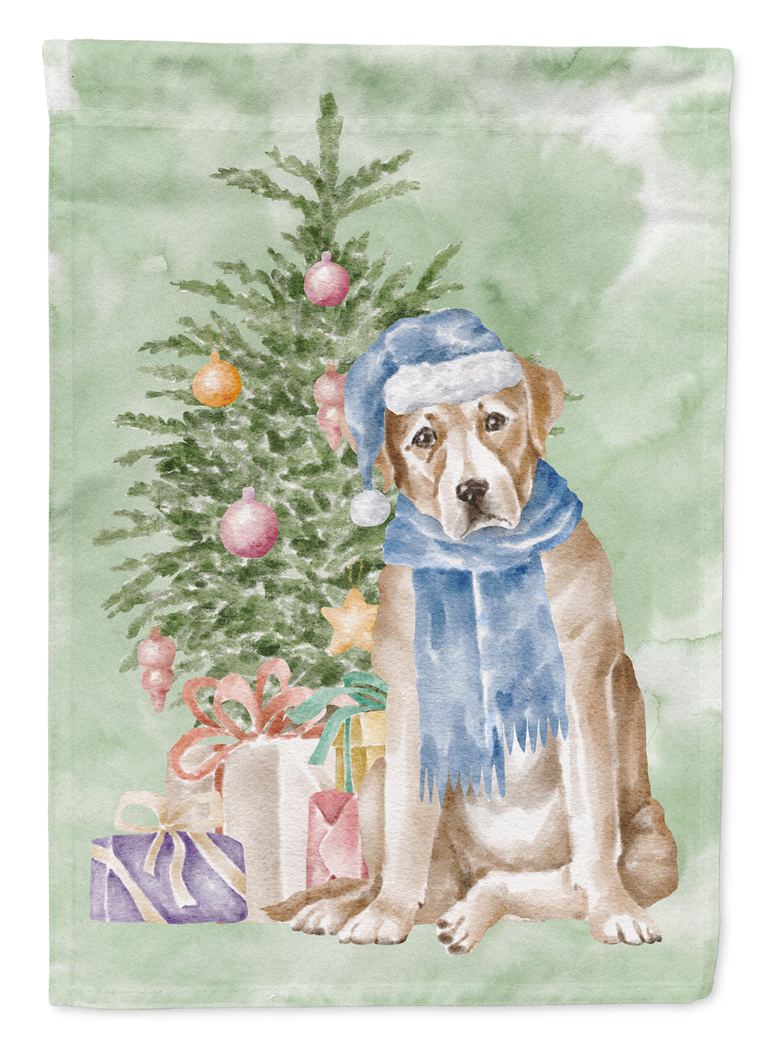 Labrador Retriever Yellow Christmas Presents and Tree Garden Flag Mailbox Decorative Yard Banner Outside Patio Artwork for Flower Beds, Garden Size, Multicolor