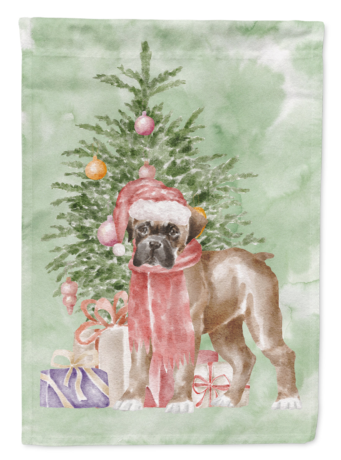Boxer Puppy Christmas Presents and Tree Garden Flag Mailbox Decorative Yard Banner Outside Patio Artwork for Flower Beds, Garden Size, Multicolor