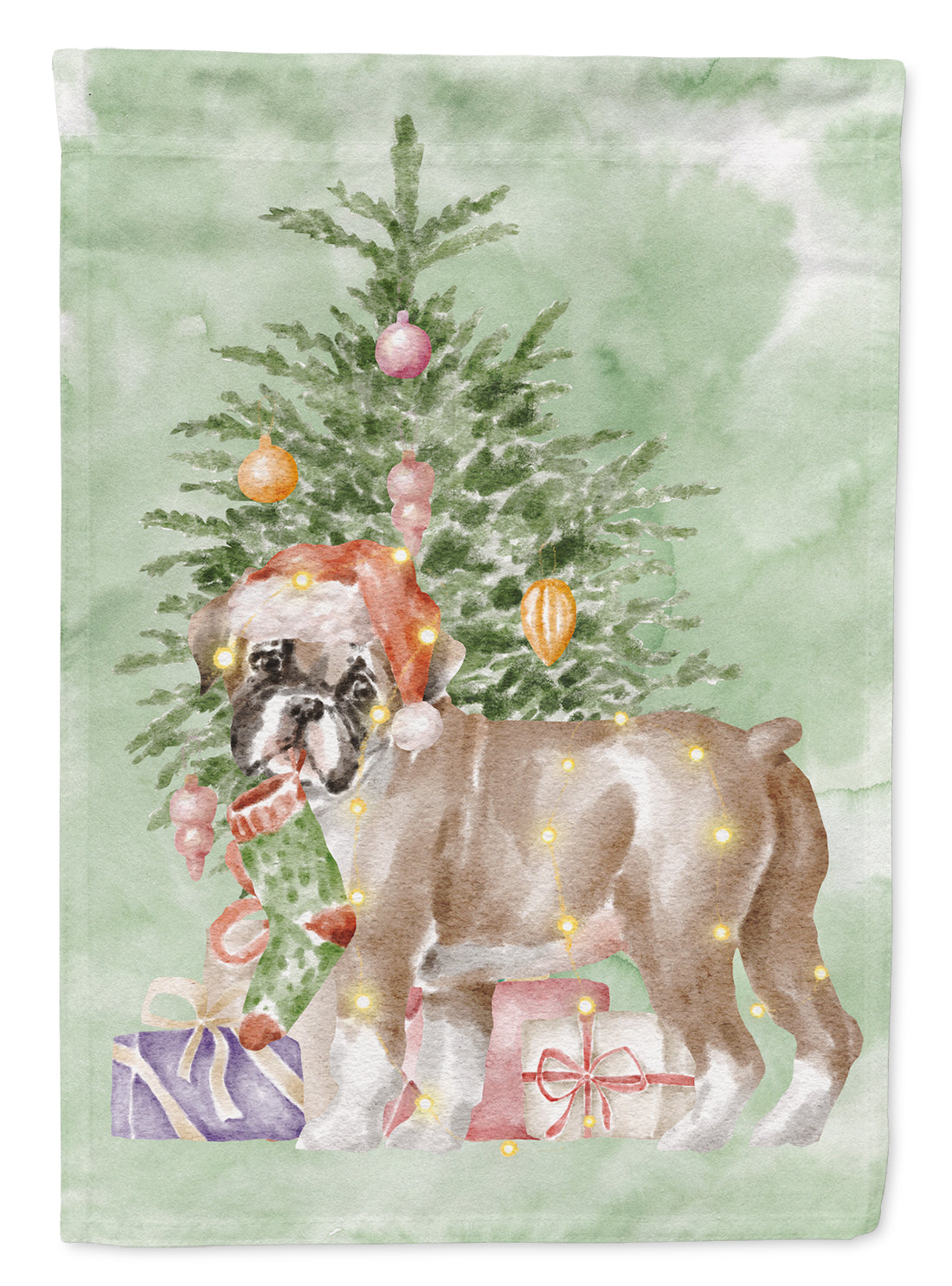 Boxer Puppy #2 Christmas Presents and Tree Garden Flag Mailbox Decorative Yard Banner Outside Patio Artwork for Flower Beds, Garden Size, Multicolor
