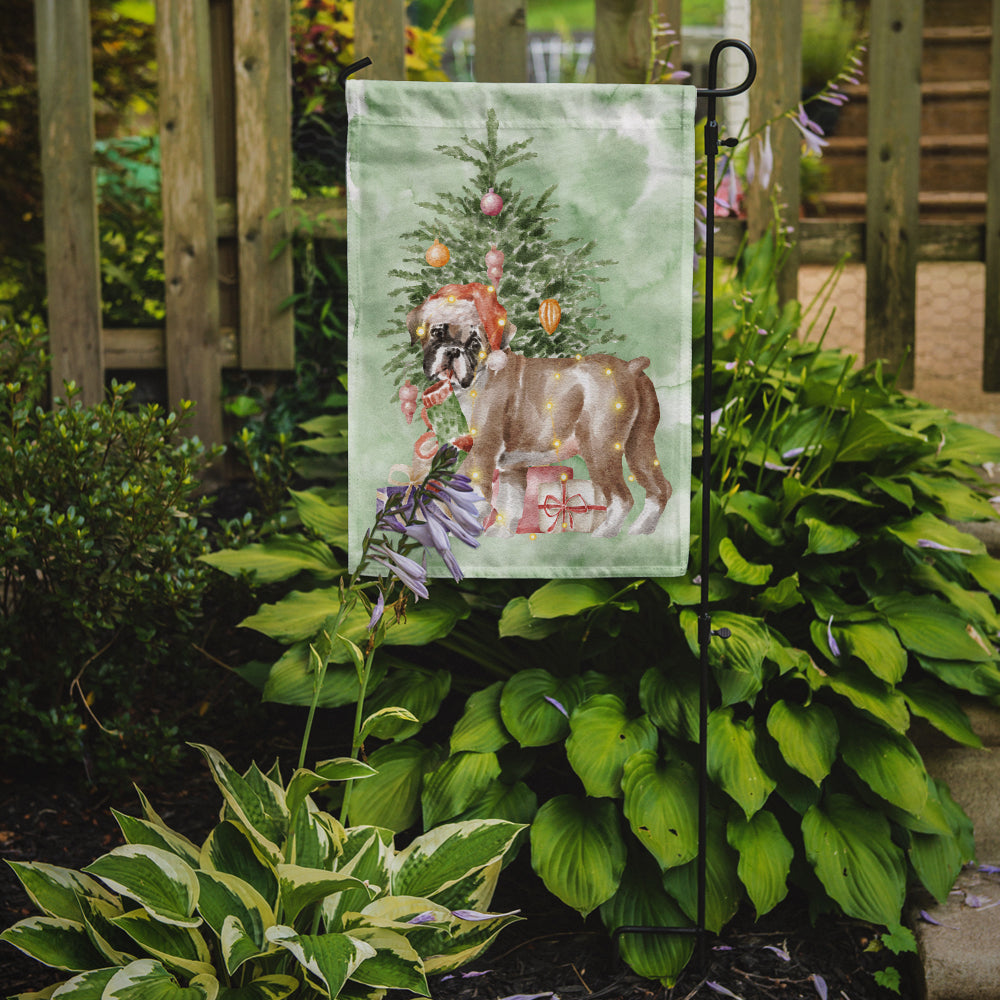 Boxer Puppy #2 Christmas Presents and Tree Garden Flag Mailbox Decorative Yard Banner Outside Patio Artwork for Flower Beds, Garden Size, Multicolor