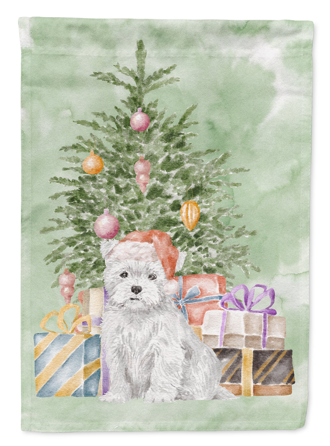 West Highland White Terrier Puppy Christmas Presents and Tree Garden Flag Mailbox Decorative Yard Banner Outside Patio Artwork for Flower Beds, Garden Size, Multicolor
