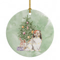 Sheltie Christmas Presents and Tree Ceramic Ornament Christmas Tree Hanging Decorations for Home Christmas Holiday, Party, Gift, 3 in, Multicolor
