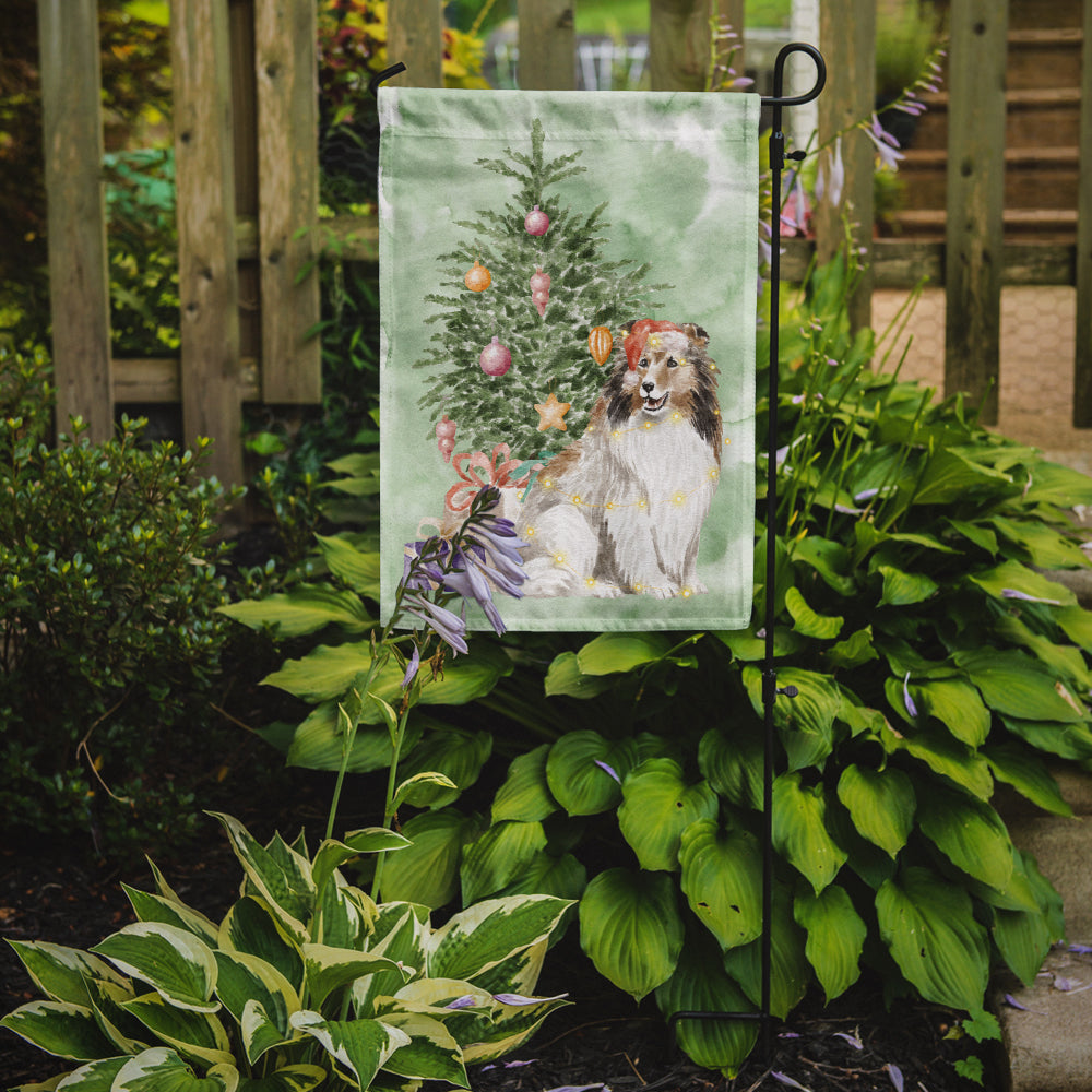 Sheltie Christmas Presents and Tree Garden Flag Mailbox Decorative Yard Banner Outside Patio Artwork for Flower Beds, Garden Size, Multicolor