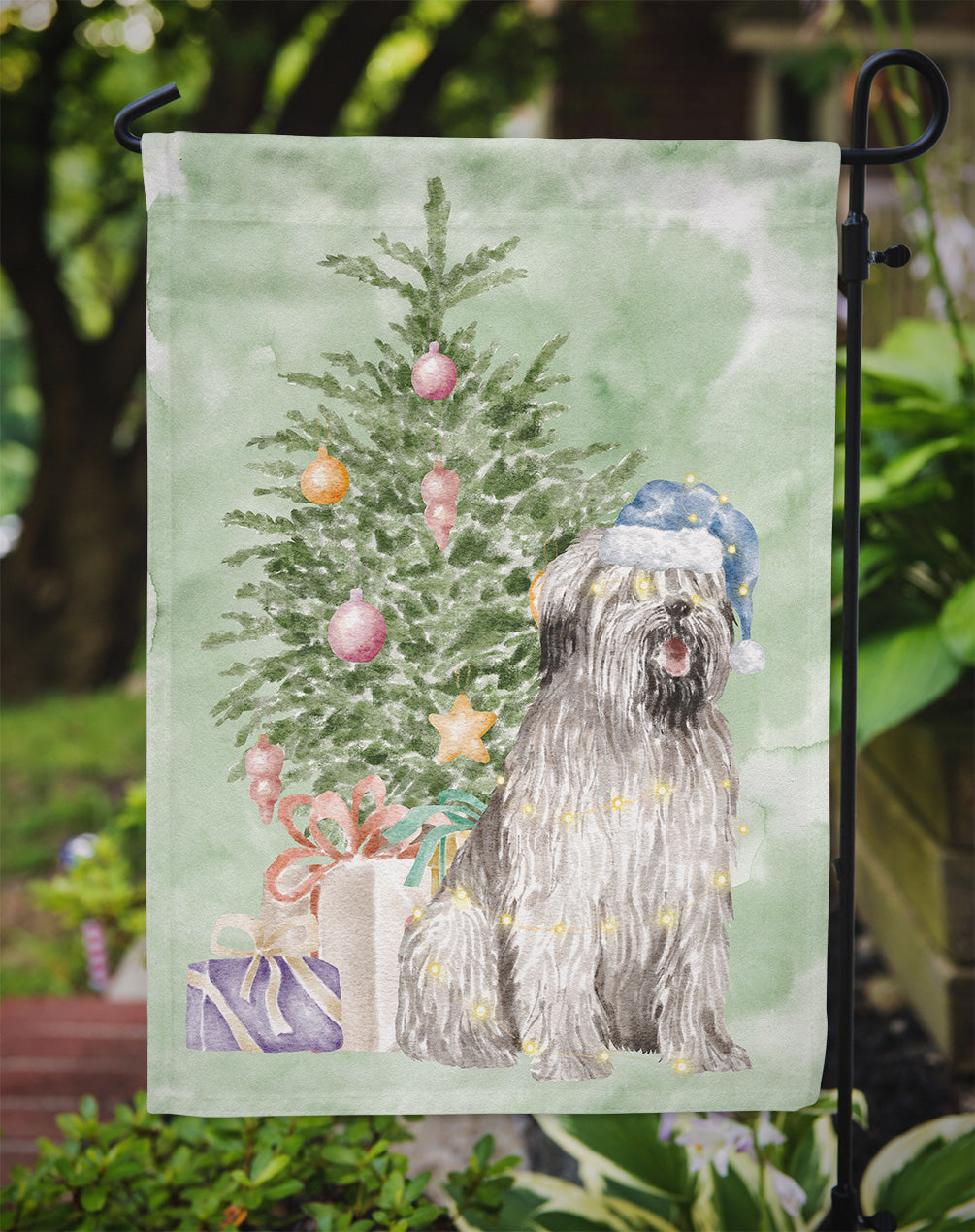 Briard #2 Christmas Presents and Tree Garden Flag Mailbox Decorative Yard Banner Outside Patio Artwork for Flower Beds, Garden Size, Multicolor