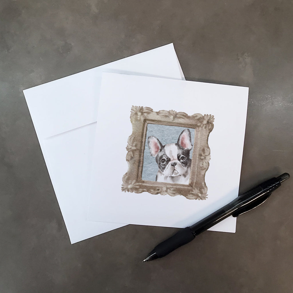 French Bulldog Black White Pretty as a Picture Square Greeting Cards and Envelopes Pack of 8 Blank Cards with Envelopes Blank Thank You Note Greeting Cards Stationery