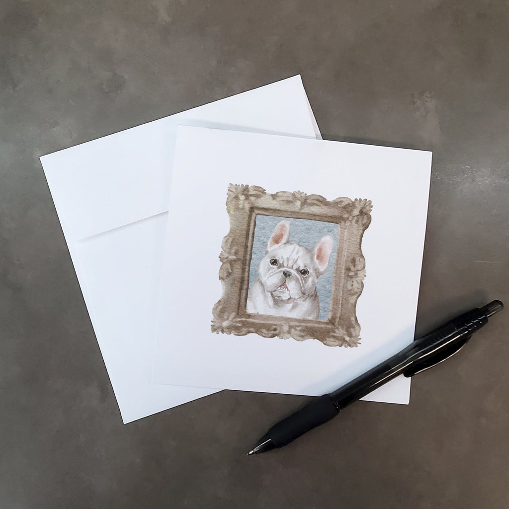 French Bulldog White Pretty as a Picture Square Greeting Cards and Envelopes Pack of 8 Blank Cards with Envelopes Blank Thank You Note Greeting Cards Stationery