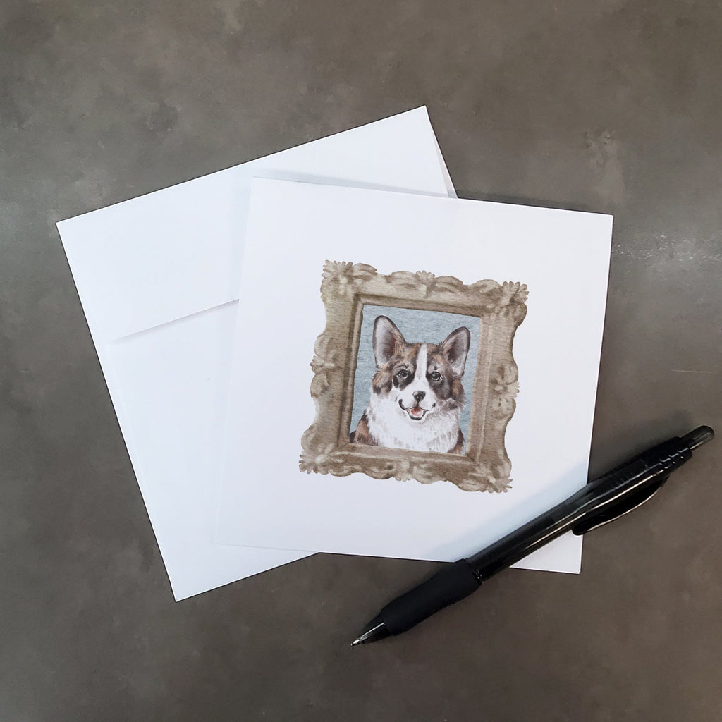 Corgi Dapple Front View Pretty as a Picture Square Greeting Cards and Envelopes Pack of 8 Blank Cards with Envelopes Blank Thank You Note Greeting Cards Stationery