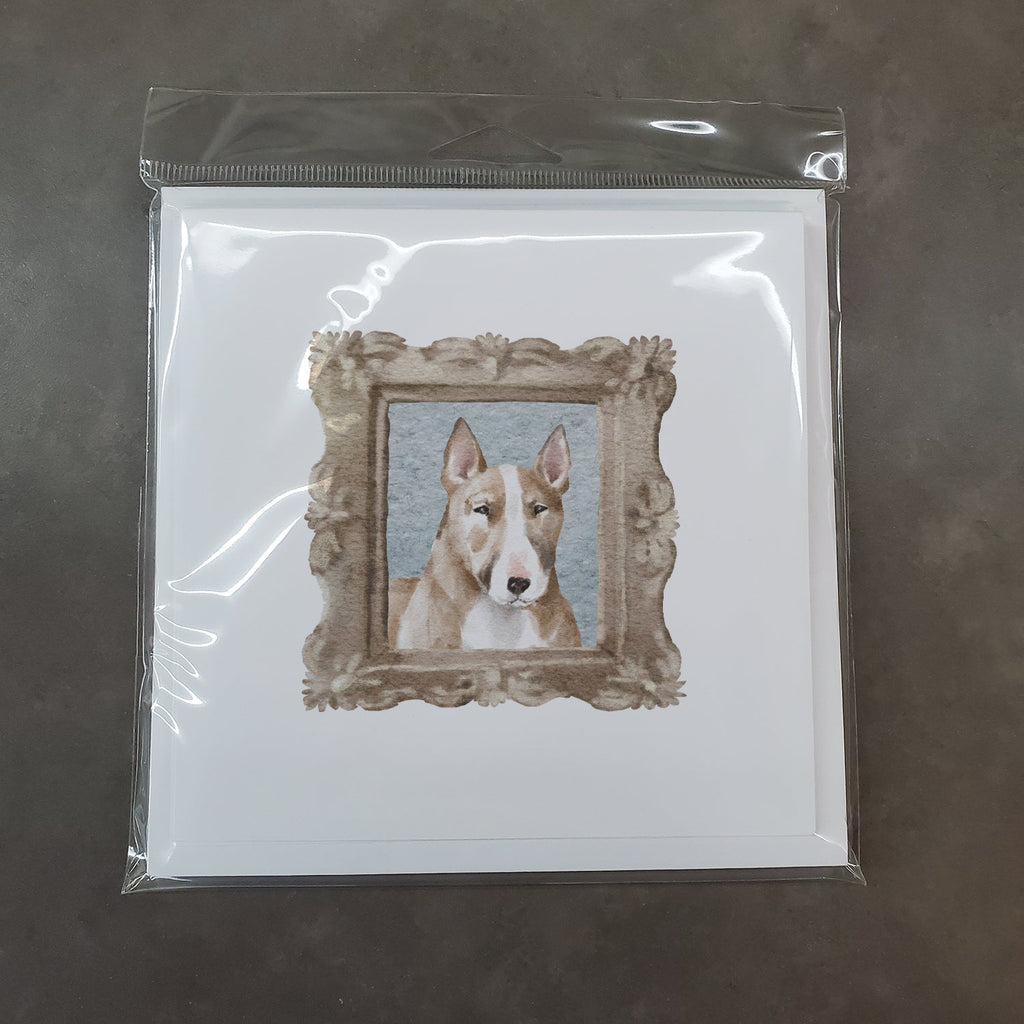 Bull Terrier Red White Pretty as a Picture Square Greeting Cards and Envelopes Pack of 8 Blank Cards with Envelopes Blank Thank You Note Greeting Cards Stationery