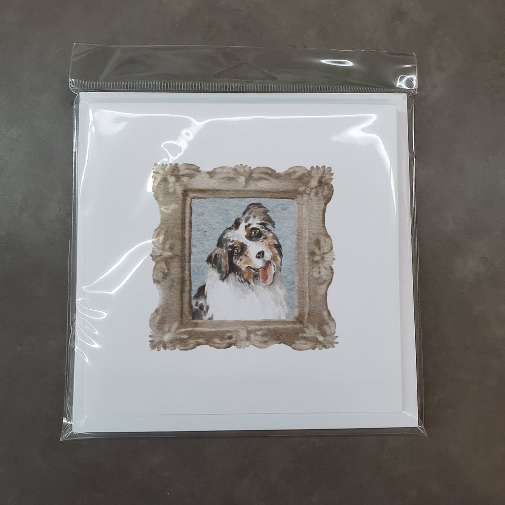 Australian Shepherd Merle Tongue Out Pretty as a Picture Square Greeting Cards and Envelopes Pack of 8 Blank Cards with Envelopes Blank Thank You Note Greeting Cards Stationery