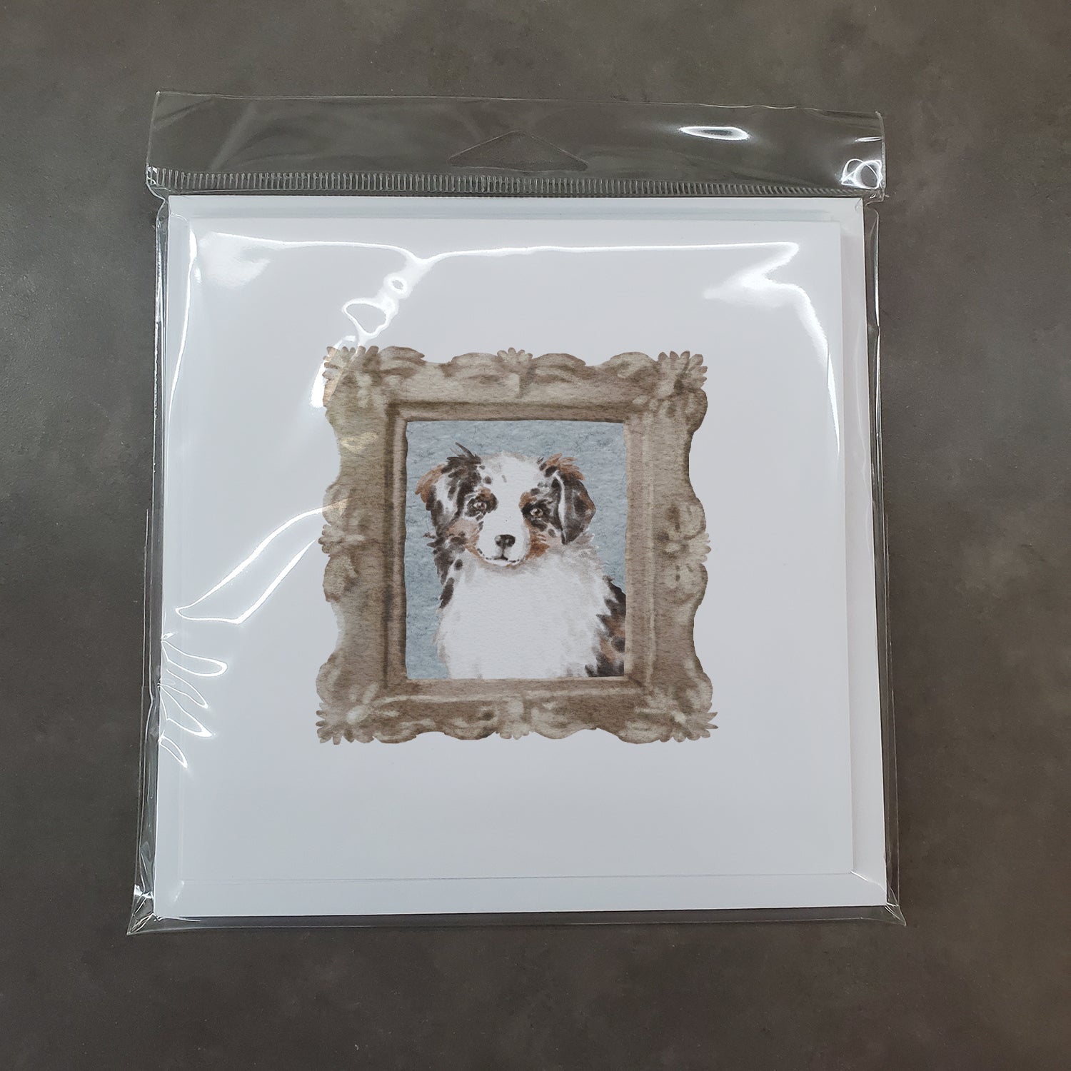 Australian Shepherd Merle Front View Pretty as a Picture Square Greeting Cards and Envelopes Pack of 8 Blank Cards with Envelopes Blank Thank You Note Greeting Cards Stationery