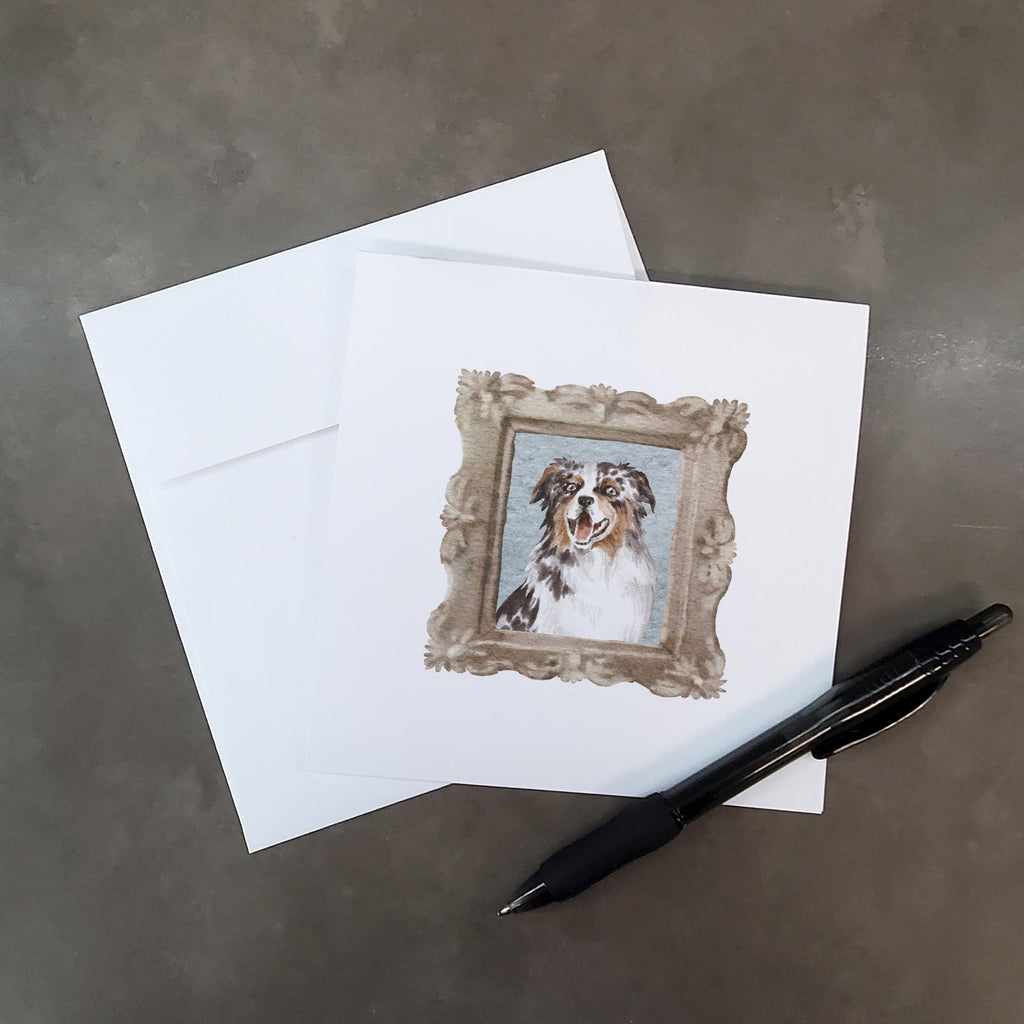 Australian Shepherd Merle Smile Pretty as a Picture Square Greeting Cards and Envelopes Pack of 8 Blank Cards with Envelopes Blank Thank You Note Greeting Cards Stationery