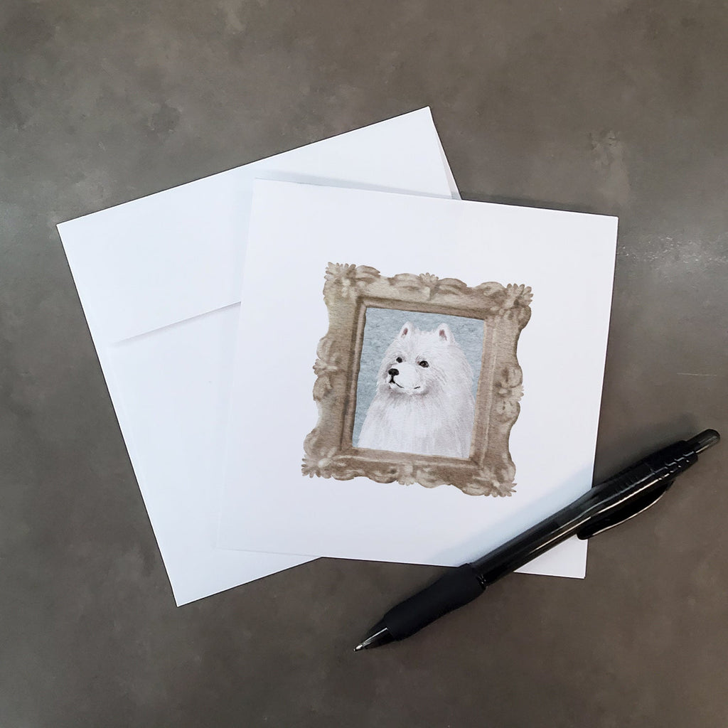 Samoyed Side View 2 Pretty as a Picture Square Greeting Cards and Envelopes Pack of 8 Blank Cards with Envelopes Blank Thank You Note Greeting Cards Stationery