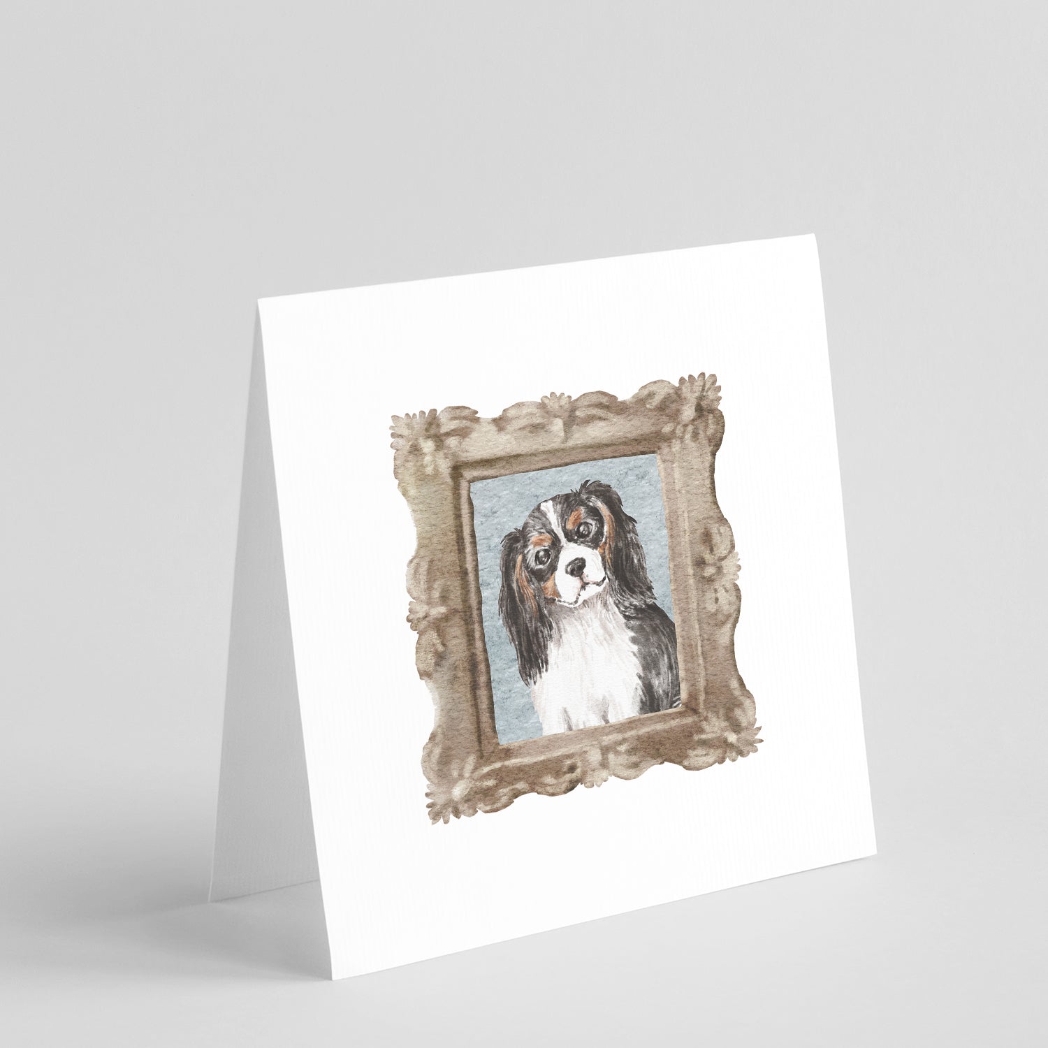 Cavalier King Charles Spaniel Tricolor Head Tilt Pretty as a Picture Square Greeting Cards and Envelopes Pack of 8 Blank Cards with Envelopes Blank Thank You Note Greeting Cards Stationery