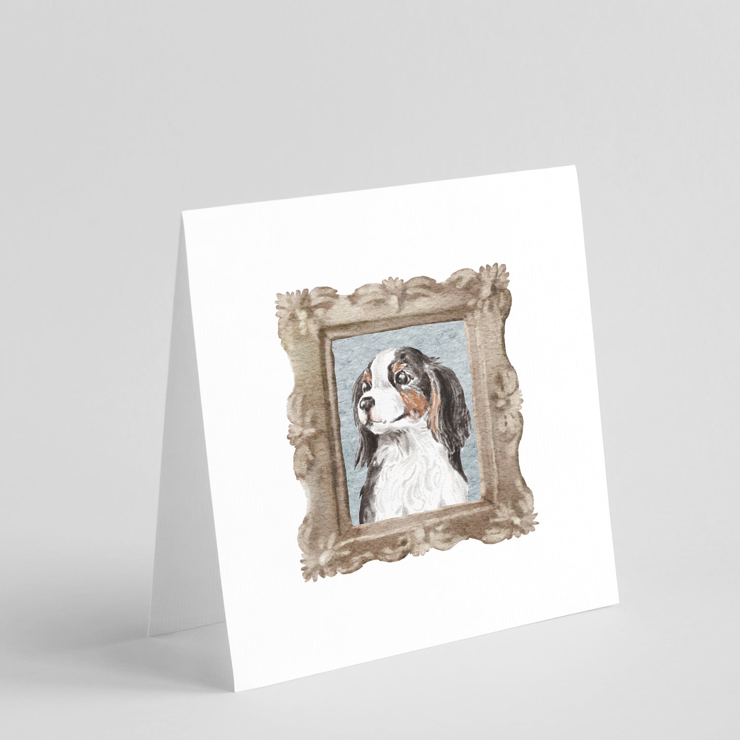 Cavalier King Charles Spaniel Tricolor Side View Pretty as a Picture Square Greeting Cards and Envelopes Pack of 8 Blank Cards with Envelopes Blank Thank You Note Greeting Cards Stationery