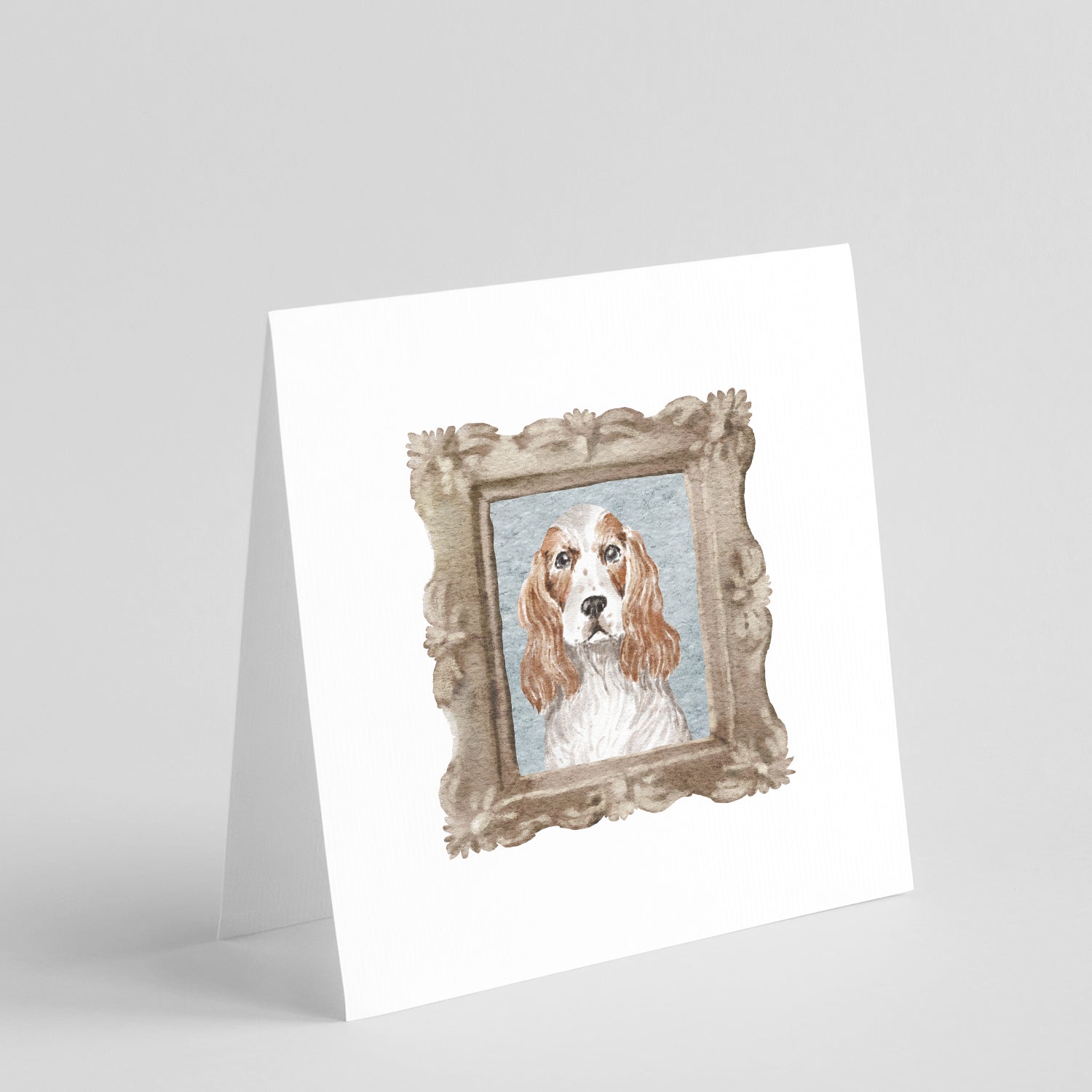 English Cocker Spaniel Red White Front View Pretty as a Picture Square Greeting Cards and Envelopes Pack of 8 Blank Cards with Envelopes Blank Thank You Note Greeting Cards Stationery