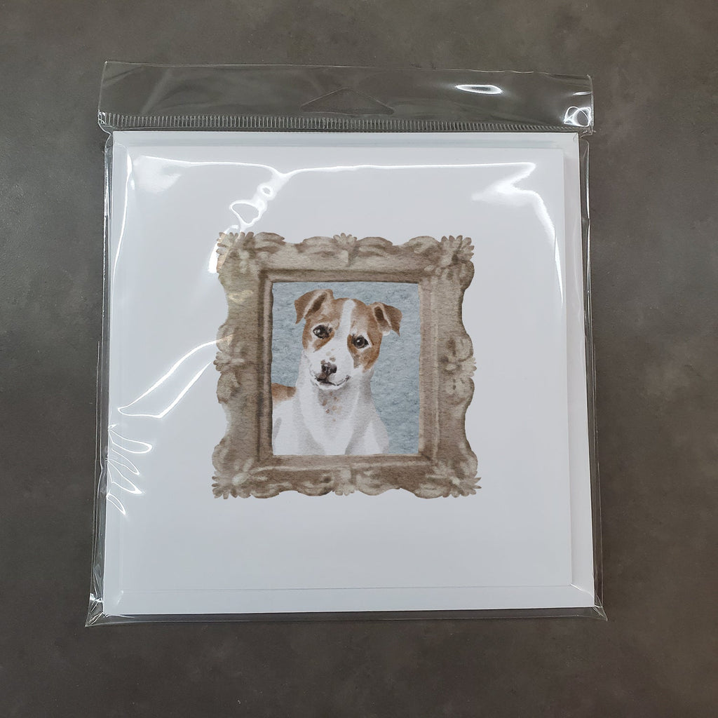 Jack Russell Terrier Red White Front View Pretty as a Picture Square Greeting Cards and Envelopes Pack of 8 Blank Cards with Envelopes Blank Thank You Note Greeting Cards Stationery