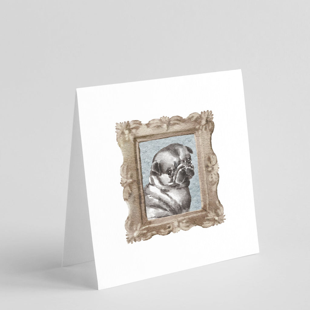 Pug Black Puppy Pretty as a Picture Square Greeting Cards and Envelopes Pack of 8 Blank Cards with Envelopes Blank Thank You Note Greeting Cards Stationery
