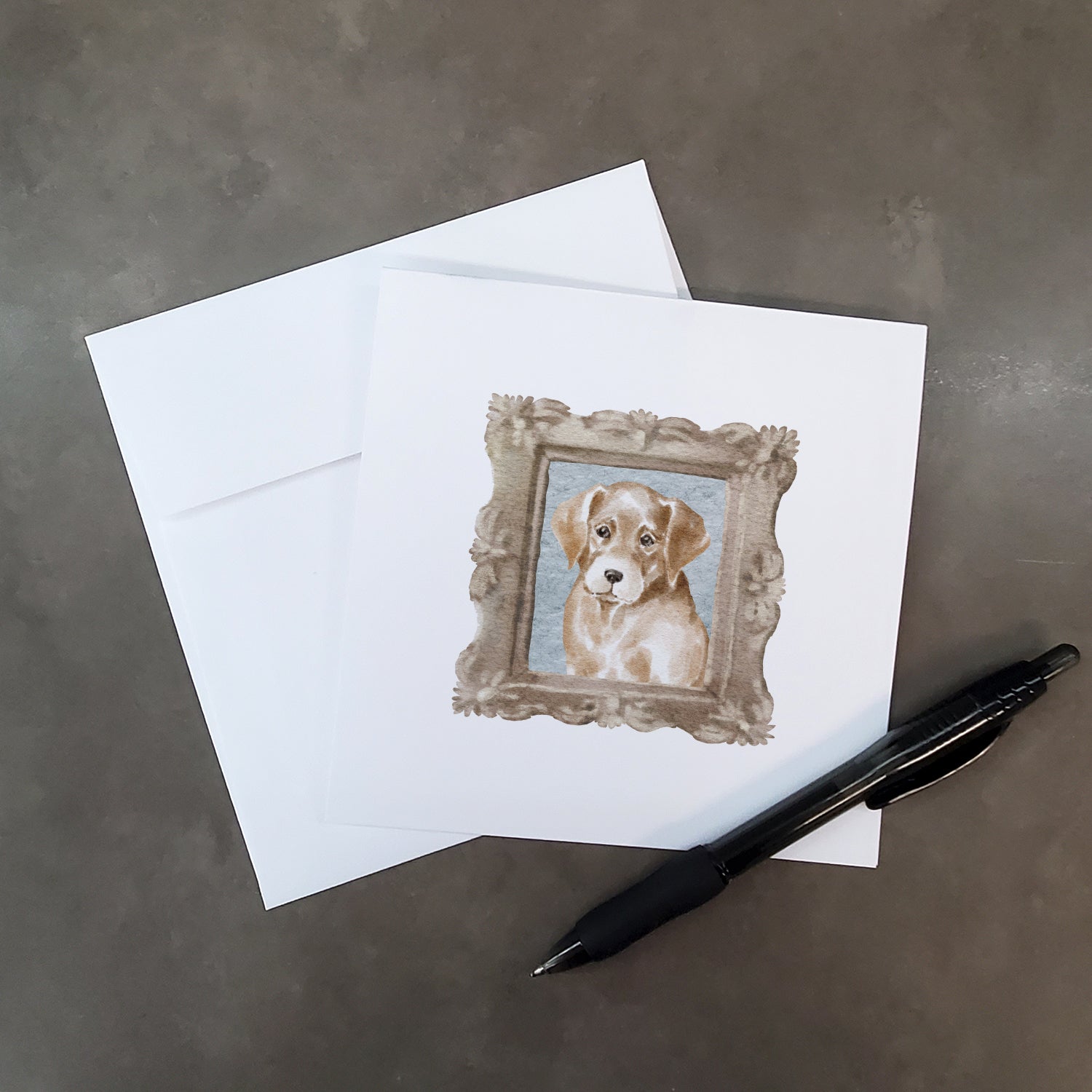 Labrador Retriever Yellow Puppy Front View Pretty as a Picture Square Greeting Cards and Envelopes Pack of 8 Blank Cards with Envelopes Blank Thank You Note Greeting Cards Stationery