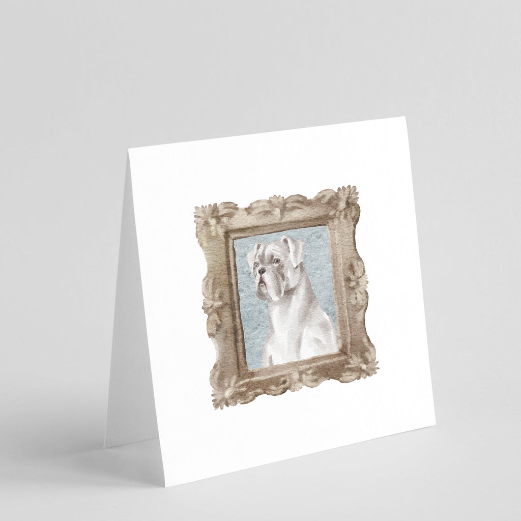 Boxer White Side View Pretty as a Picture Square Greeting Cards and Envelopes Pack of 8 Blank Cards with Envelopes Blank Thank You Note Greeting Cards Stationery