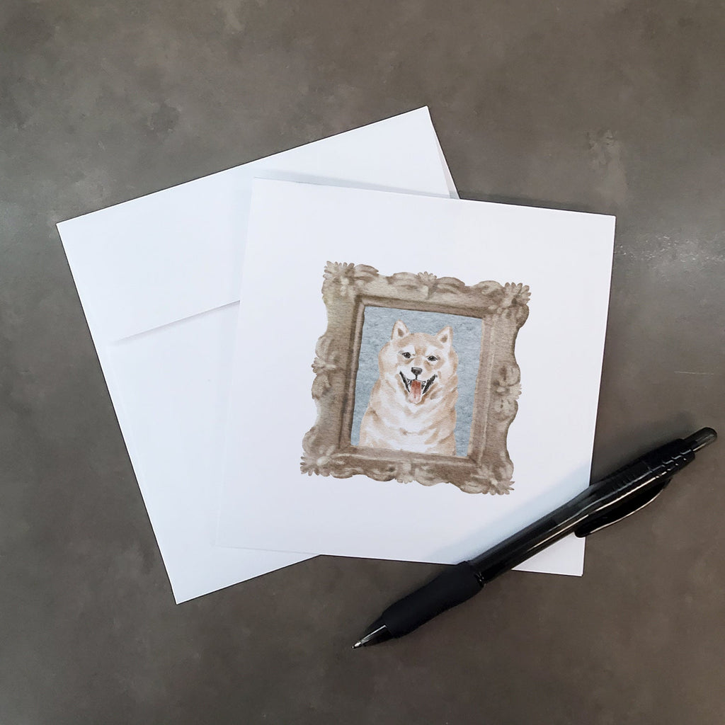 Shiba Inu Red Front View 2 Pretty as a Picture Square Greeting Cards and Envelopes Pack of 8 Blank Cards with Envelopes Blank Thank You Note Greeting Cards Stationery
