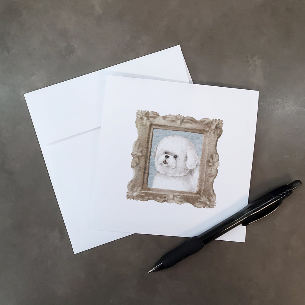 Bichon Frise Side View 2 Pretty as a Picture Square Greeting Cards and Envelopes Pack of 8 Blank Cards with Envelopes Blank Thank You Note Greeting Cards Stationery
