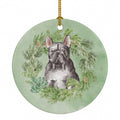 French Bulldog Black Christmas Wreath Ceramic Ornament Christmas Tree Hanging Decorations for Home Christmas Holiday, Party, Gift, 3 in, Multicolor