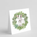Bull Terrier White Christmas Wreath Square Greeting Cards and Envelopes Pack of 8 Blank Cards with Envelopes Blank Thank You Note Greeting Cards Stationery