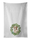 Labrador Retriever Puppy Yellow Christmas Wreath Kitchen Towel Set of 2 White Dish Towels Decorative Bathroom Hand towel for Hand, Face, Hair, Yoga, Tea, Dishcloth, 19 X 28", White