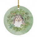 Sheltie/Shetland Sheepdog Tricolor Smiling #1 Christmas Wreath Ceramic Ornament Christmas Tree Hanging Decorations for Home Christmas Holiday, Party, Gift, 3 in, Multicolor