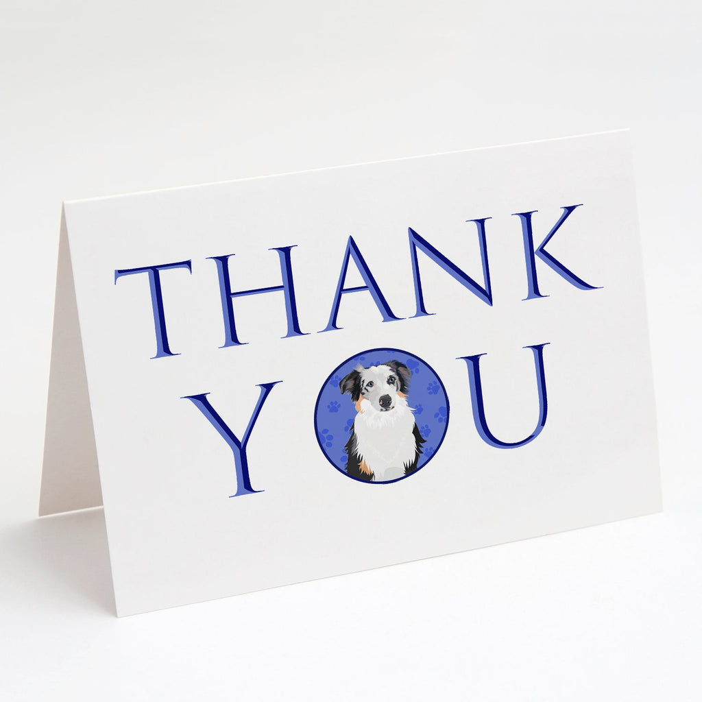 Australian Shepherd Blue Merle #1 Thank You Greeting Cards Pack of 8 Blank Cards with Envelopes Whimsical A7 Size 5x7