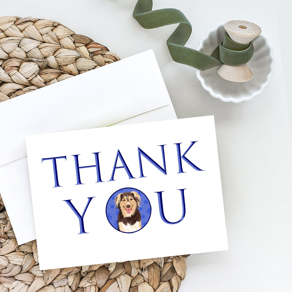 Australian Shepherd Red Tricolor #3 Thank You Greeting Cards Pack of 8 Blank Cards with Envelopes Whimsical A7 Size 5x7
