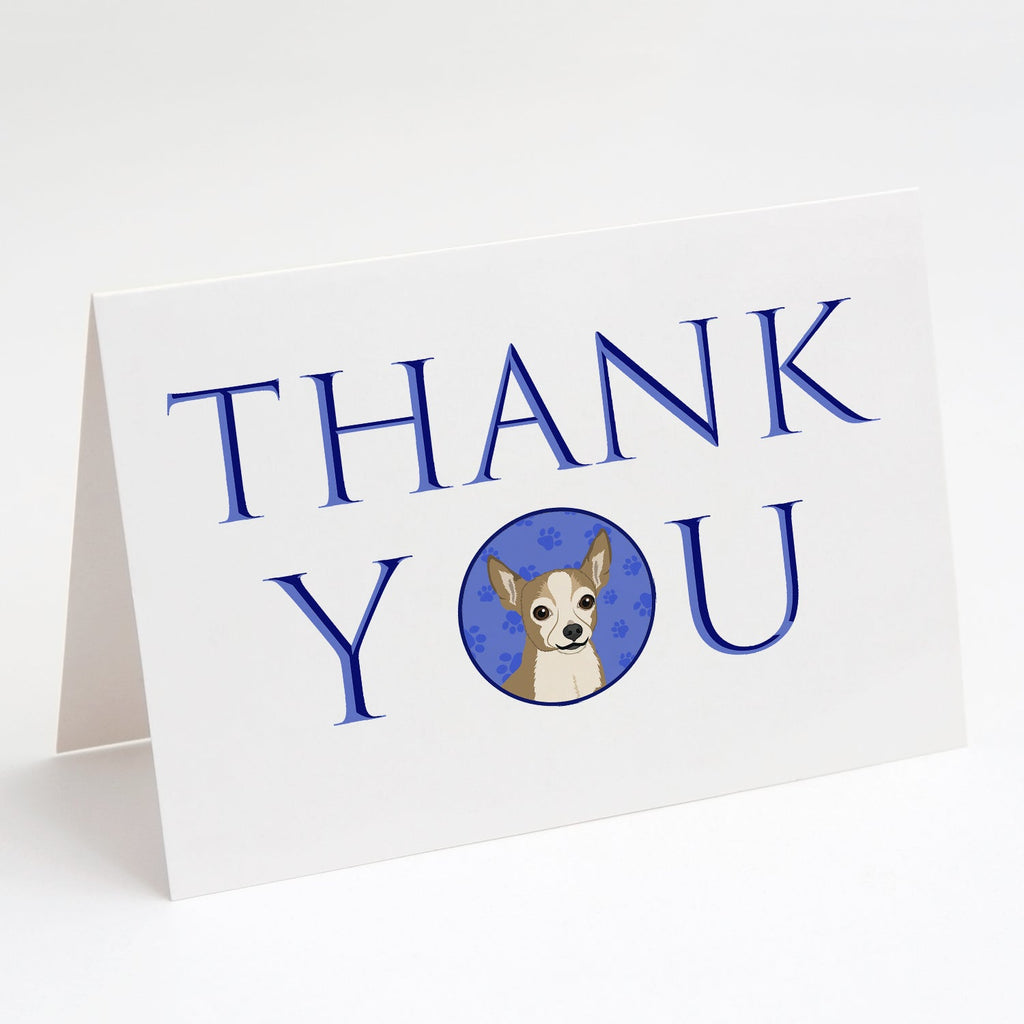 Chihuahua Silver and Tan Thank You Greeting Cards Pack of 8 Blank Cards with Envelopes Whimsical A7 Size 5x7