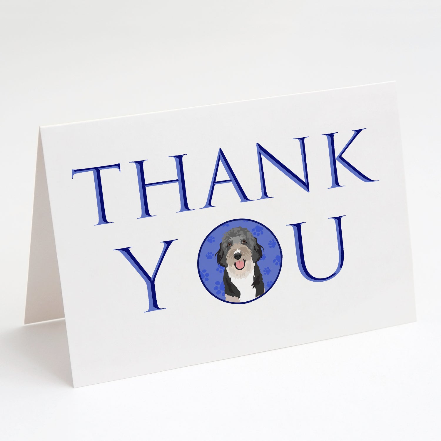 Doodle Black Tricolor #1 Thank You Greeting Cards Pack of 8 Blank Cards with Envelopes Whimsical A7 Size 5x7
