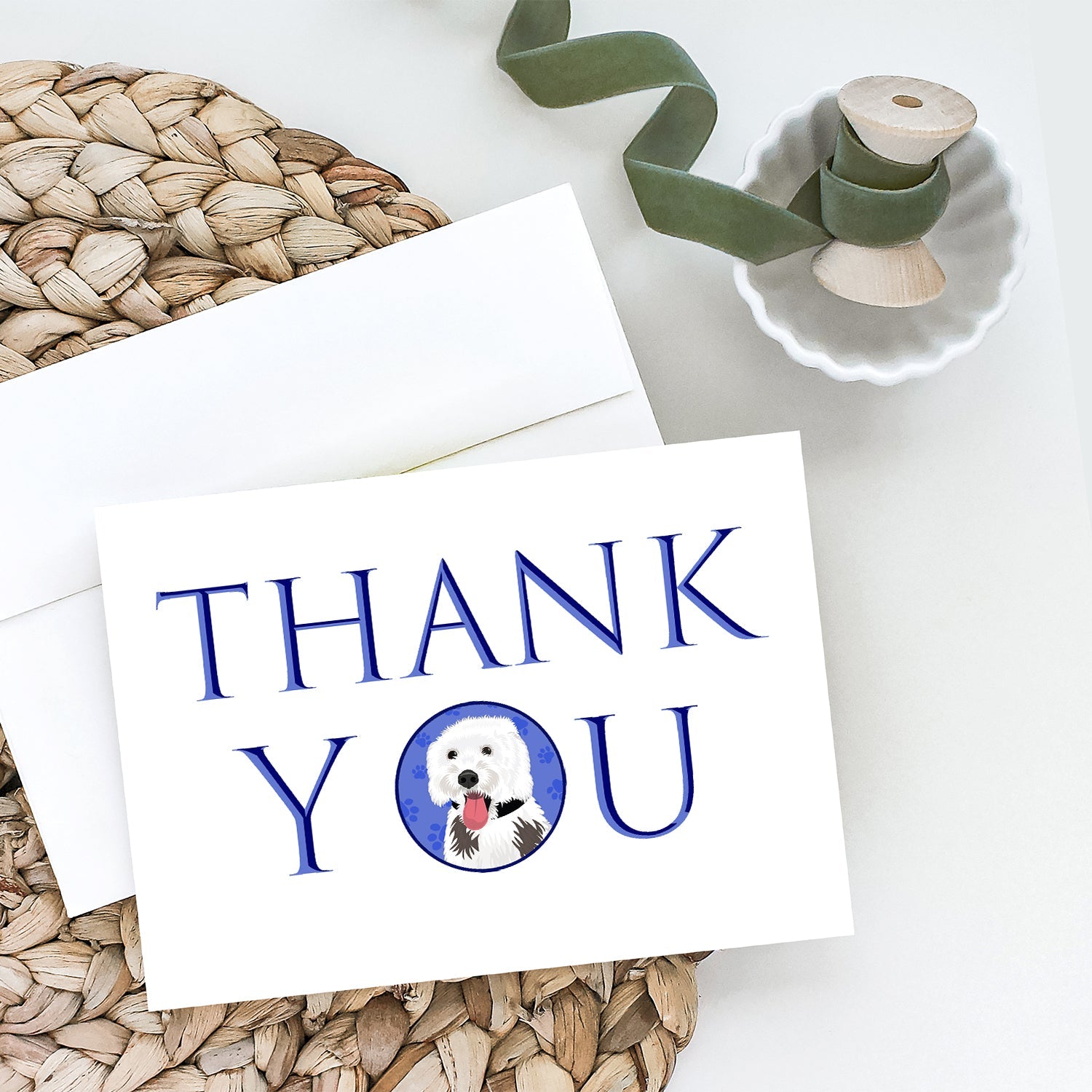 Doodle Silver and White #2 Thank You Greeting Cards Pack of 8 Blank Cards with Envelopes Whimsical A7 Size 5x7
