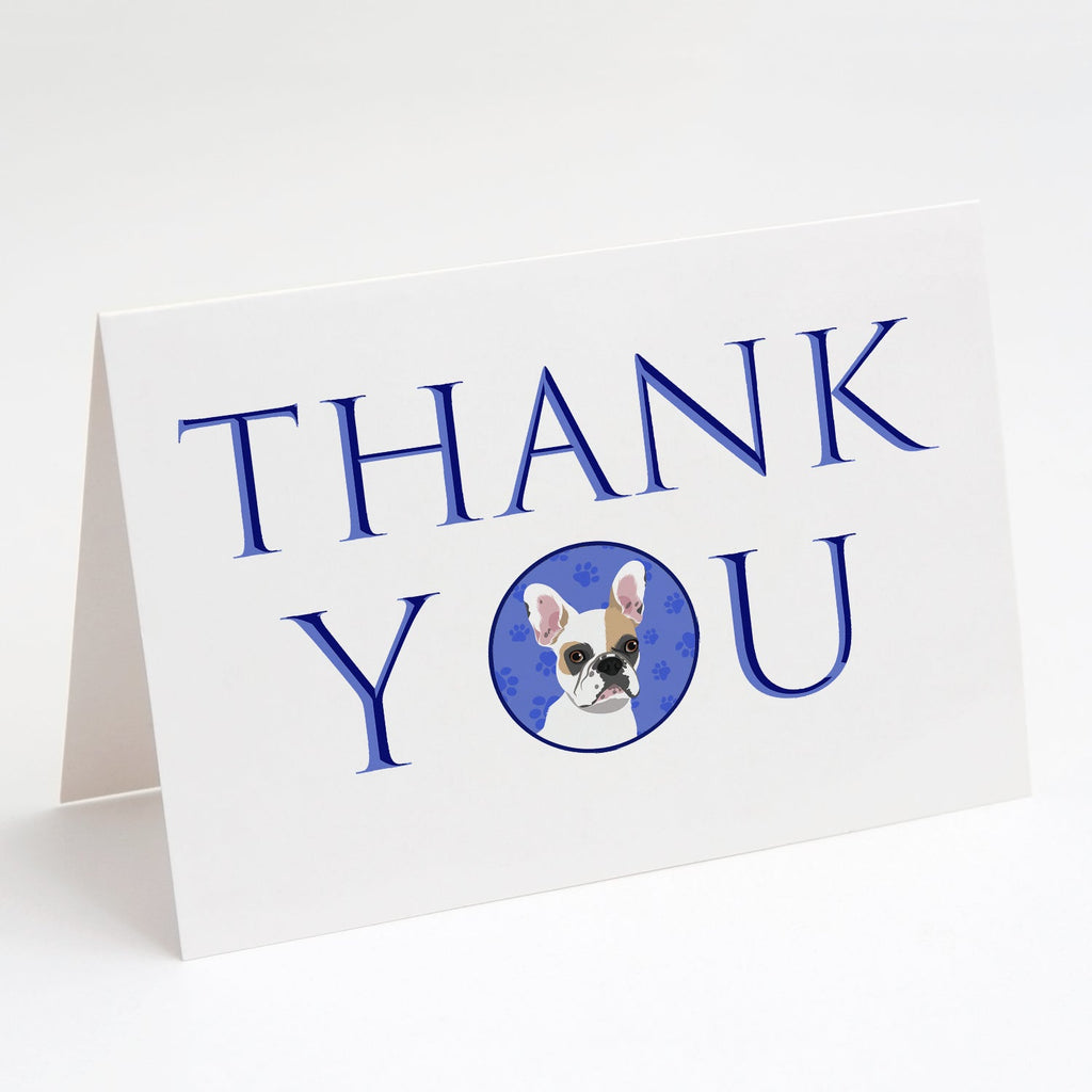 French Bulldog White #1 Thank You Greeting Cards Pack of 8 Blank Cards with Envelopes Whimsical A7 Size 5x7