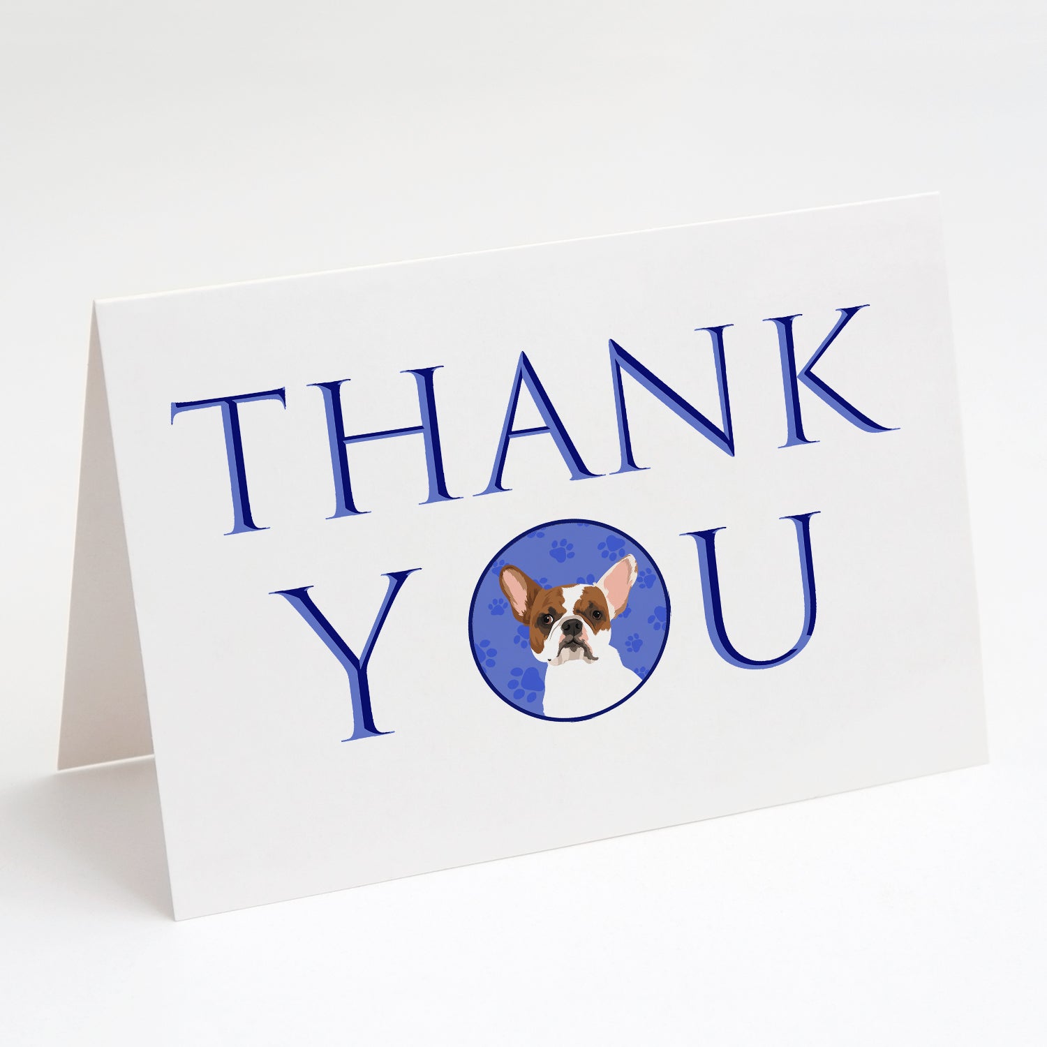 French Bulldog White #2 Thank You Greeting Cards Pack of 8 Blank Cards with Envelopes Whimsical A7 Size 5x7