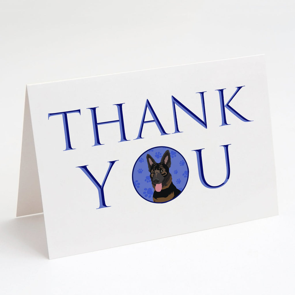 German Shepherd Bicolor Thank You Greeting Cards Pack of 8 Blank Cards with Envelopes Whimsical A7 Size 5x7