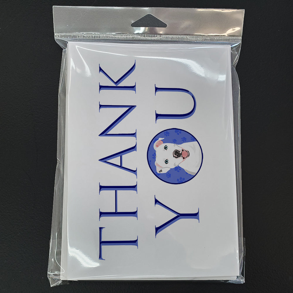 Pit Bull White #1 Thank You Greeting Cards Pack of 8 Blank Cards with Envelopes Whimsical A7 Size 5x7