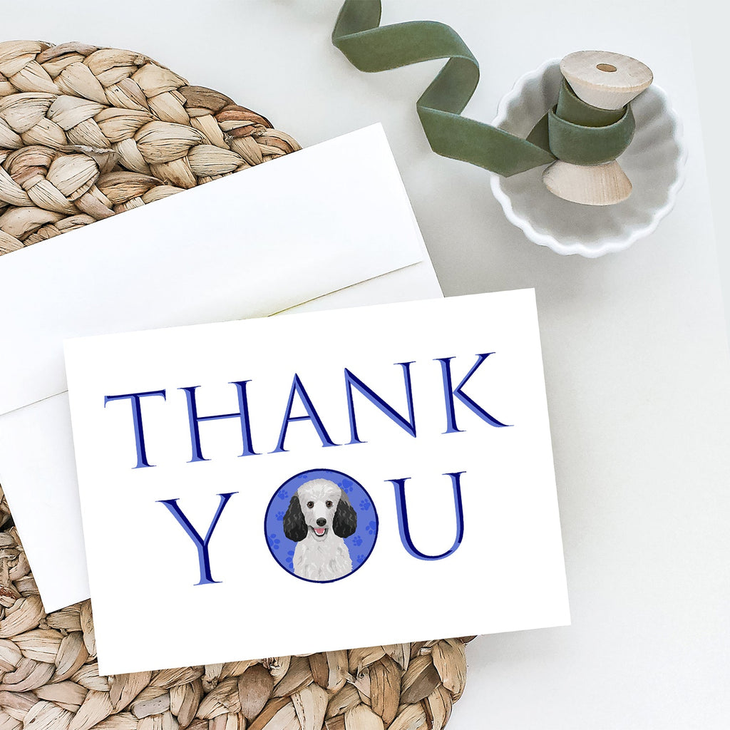 Poodle Standard Silver Thank You Greeting Cards Pack of 8 Blank Cards with Envelopes Whimsical A7 Size 5x7