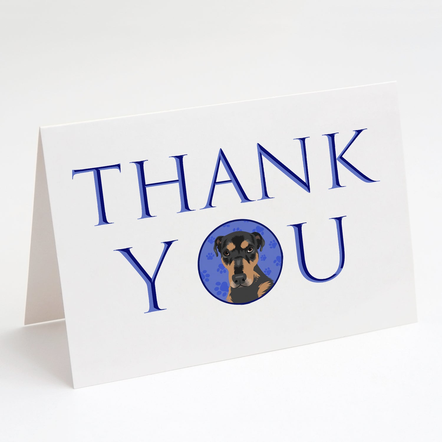 Rottweiler Black and Tan #2 Thank You Greeting Cards Pack of 8 Blank Cards with Envelopes Whimsical A7 Size 5x7