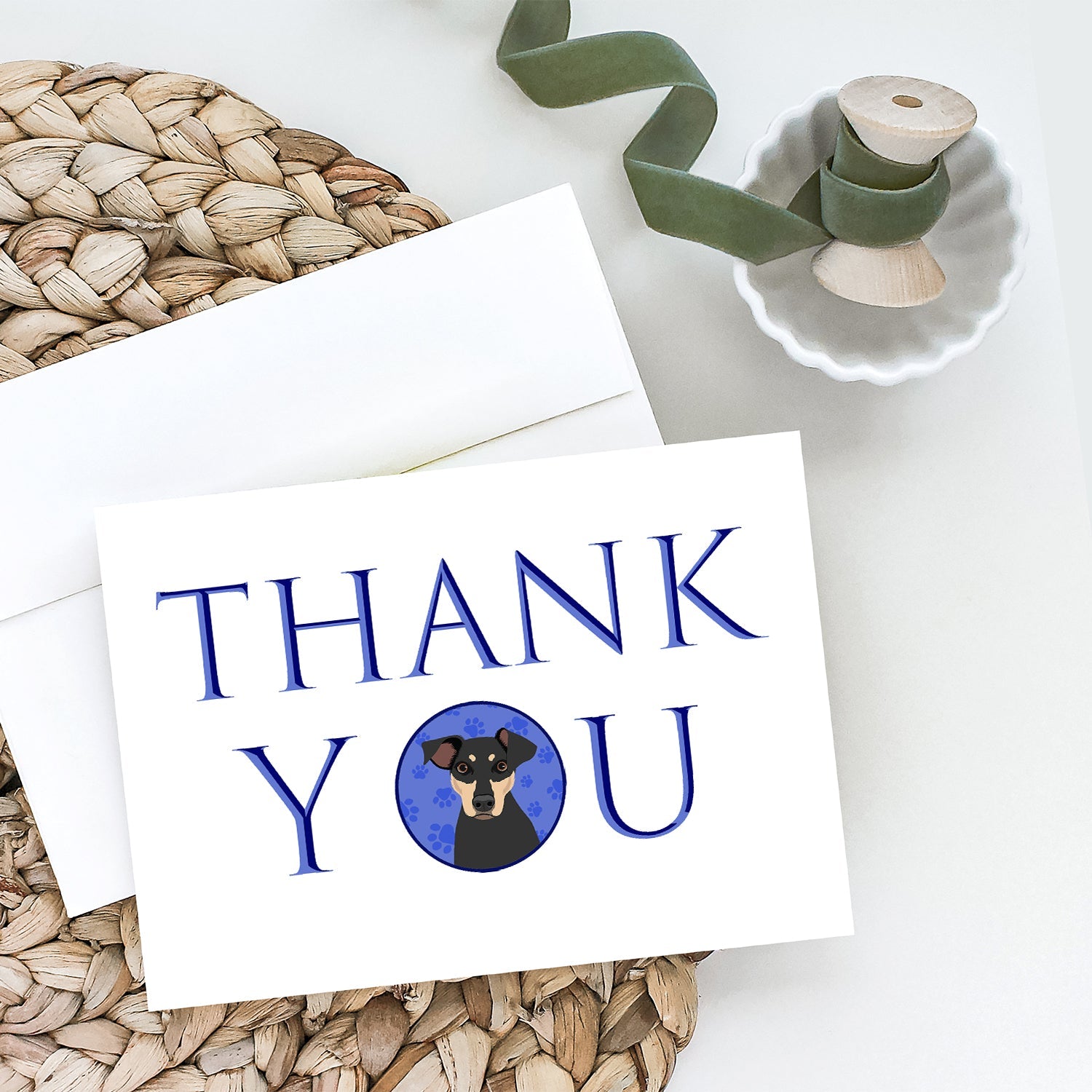 Rottweiler Black and Tan #3 Thank You Greeting Cards Pack of 8 Blank Cards with Envelopes Whimsical A7 Size 5x7