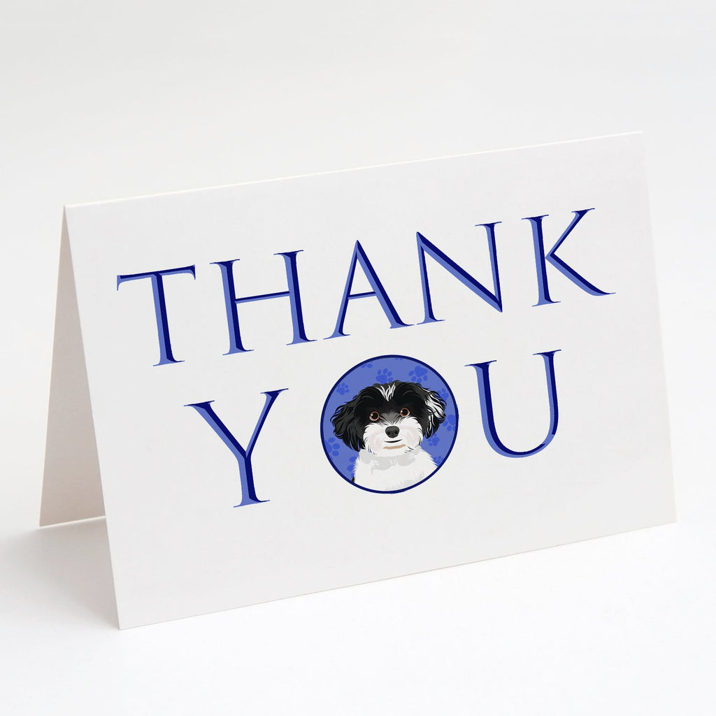 Shih-Tzu Black and White #4 Thank You Greeting Cards Pack of 8 Blank Cards with Envelopes Whimsical A7 Size 5x7