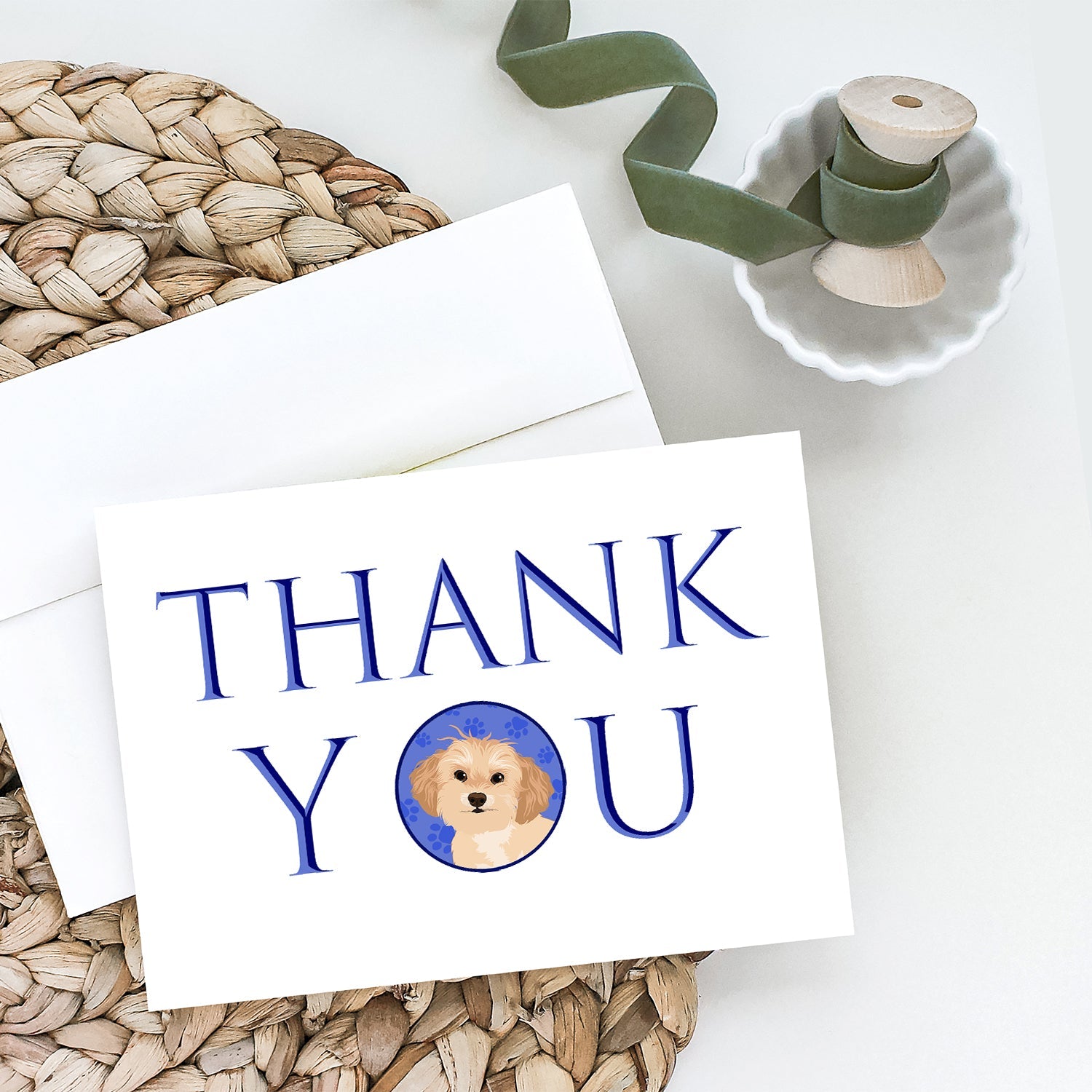 Shih-Tzu Gold #1 Thank You Greeting Cards Pack of 8 Blank Cards with Envelopes Whimsical A7 Size 5x7