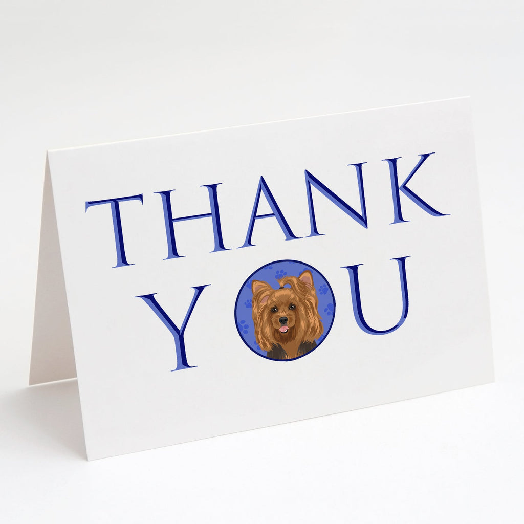 Yorkie Black and Gold #1 Thank You Greeting Cards Pack of 8 Blank Cards with Envelopes Whimsical A7 Size 5x7
