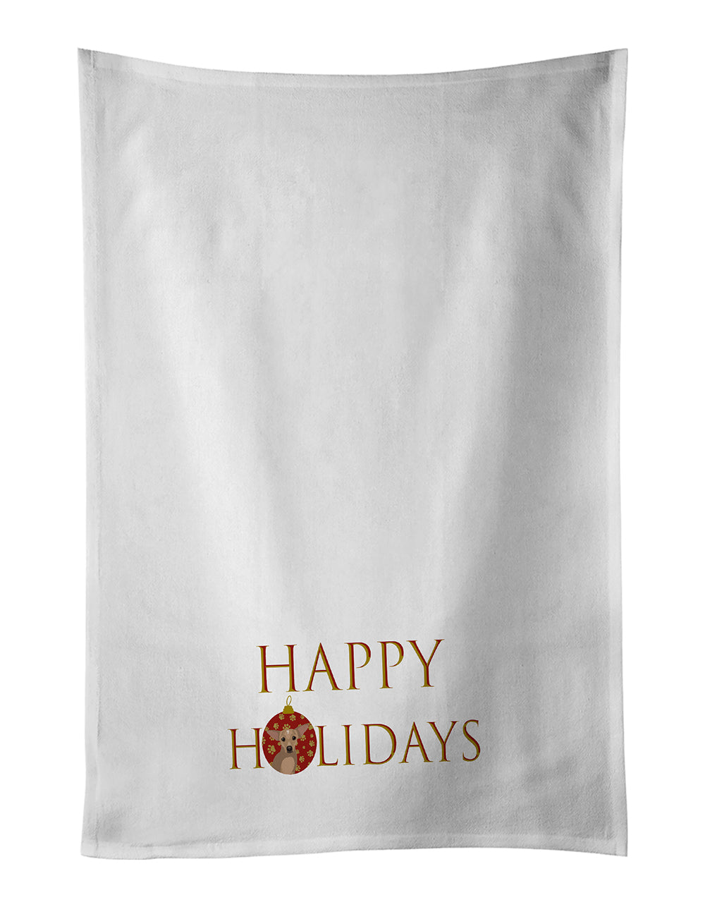 Chihuahua Silver Happy Holidays Kitchen Towel Set of 2 White Dish Towels Decorative Bathroom Hand towel for Hand, Face, Hair, Yoga, Tea, Dishcloth, 19 X 28", White