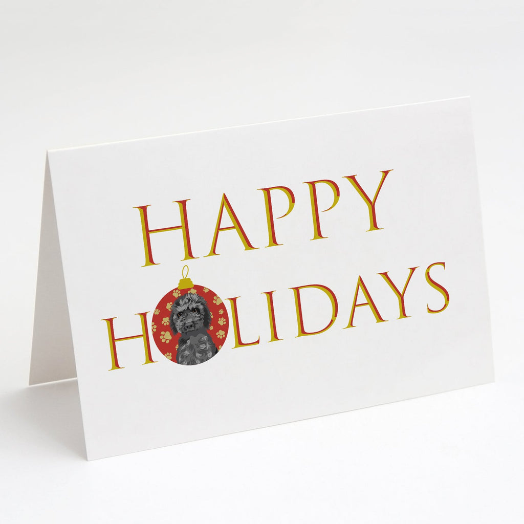 Doodle Black #2 Happy Holidays Greeting Cards Pack of 8 Blank Cards with Envelopes Whimsical A7 Size 5x7