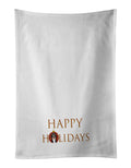 Doodle Black Tricolor #1 Happy Holidays Kitchen Towel Set of 2 White Dish Towels Decorative Bathroom Hand towel for Hand, Face, Hair, Yoga, Tea, Dishcloth, 19 X 28", White